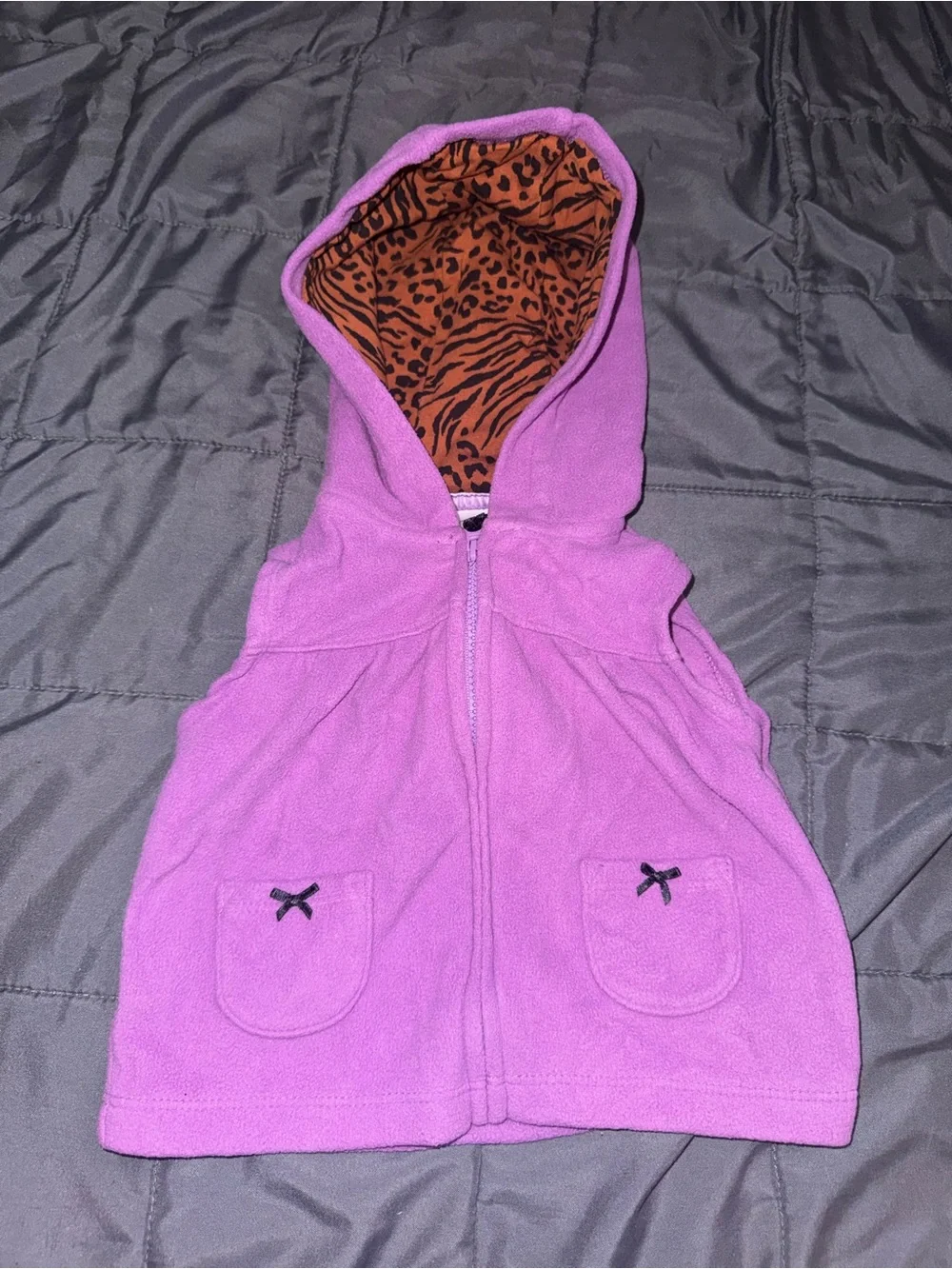 Carter's Purple Hooded Vest with Animal Print Lining